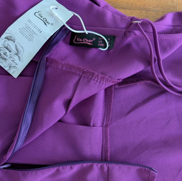 Elia Cher A-line V-neck Cross-back Size 6 Dress in Wine Color - Picture 6 of 6